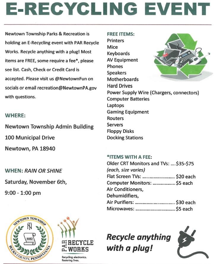 Welcome to the Borough of Newtown Pennsylvania - E-Recycling Event